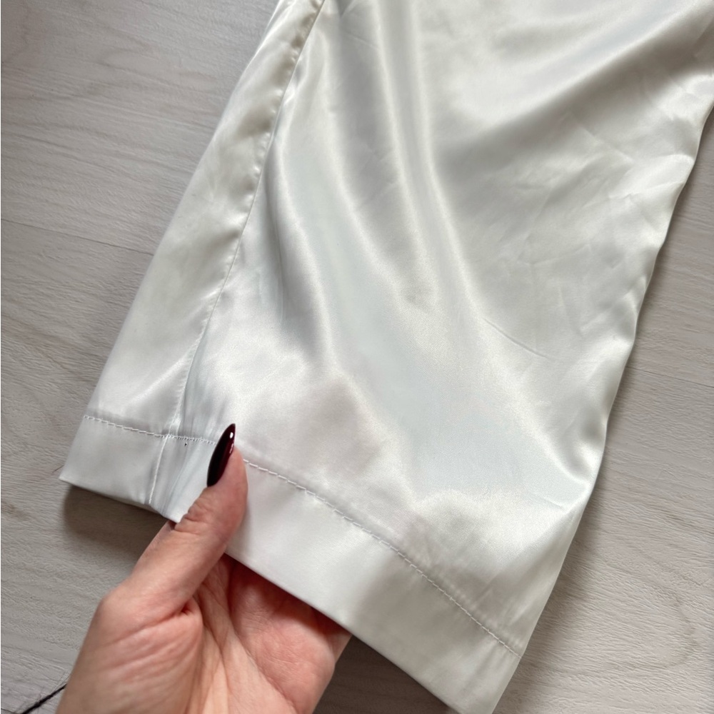 Elegant White Satin Suit Set. Wide leg pantsuit. Size s - Picture 6 of 9